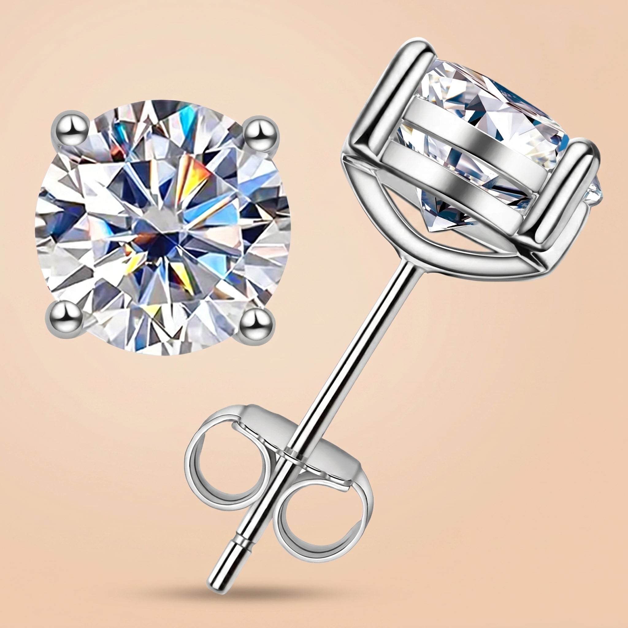 10K Round Cut Moissanite Stud Earrings (1.5ct) for Women