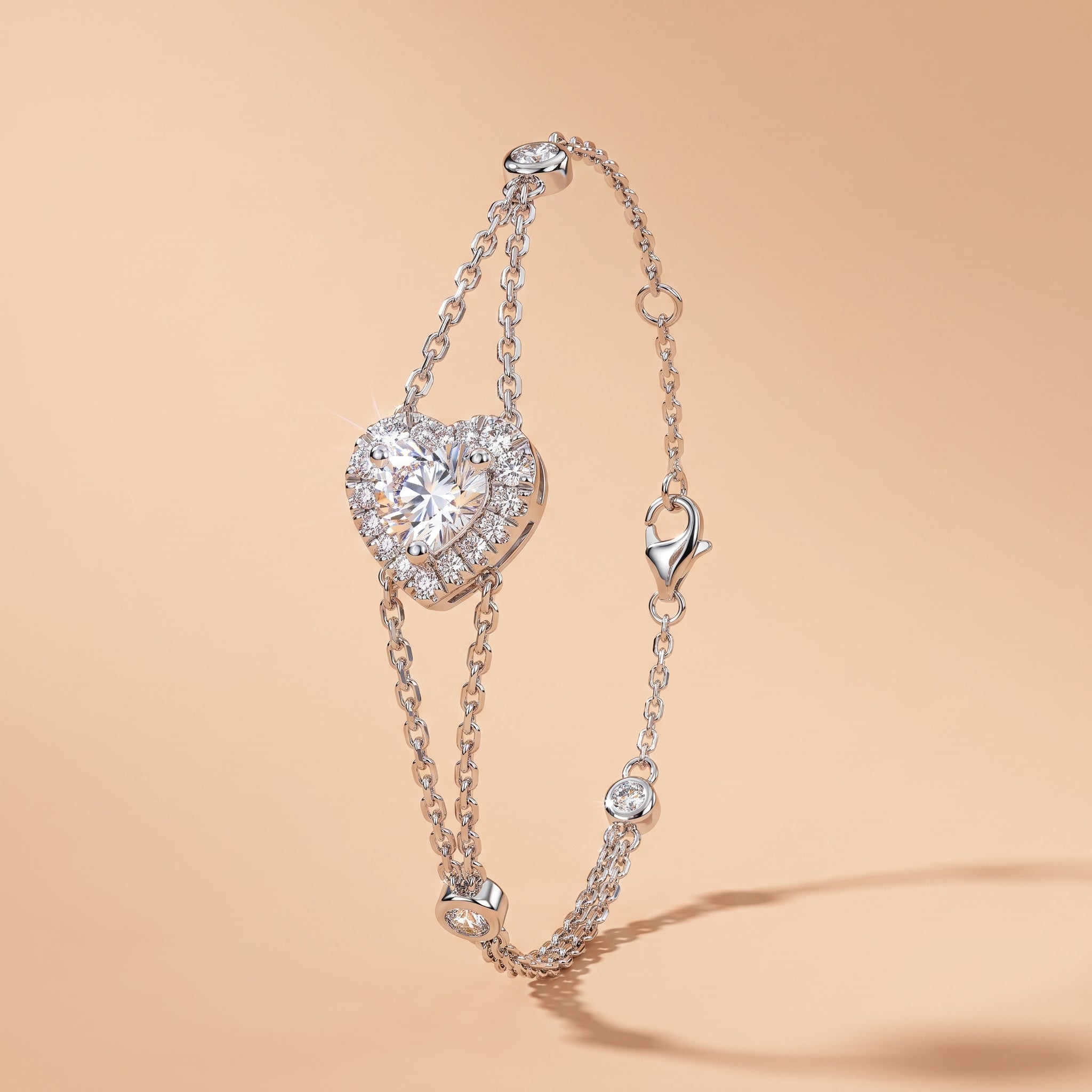 Montore 1 CT Round Cut Heart Shaped Moissanite Bracelet
