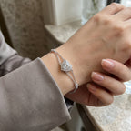 Montore 1 CT Round Cut Heart Shaped Moissanite Bracelet