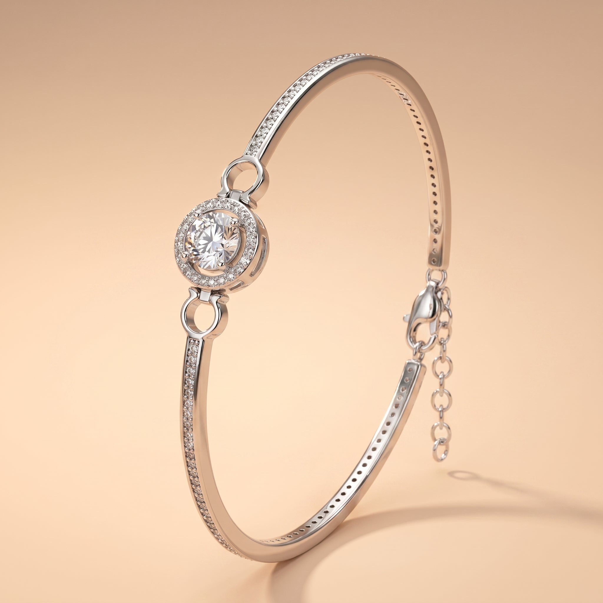 Montore 1 CT Round Cut Moissanite Sterling Silver Bracelet