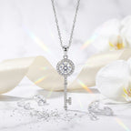 Montore 1 CT D Color Moissanite Key Pendant Necklace for Women