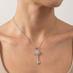 Montore 1 CT D Color Moissanite Key Pendant Necklace for Women