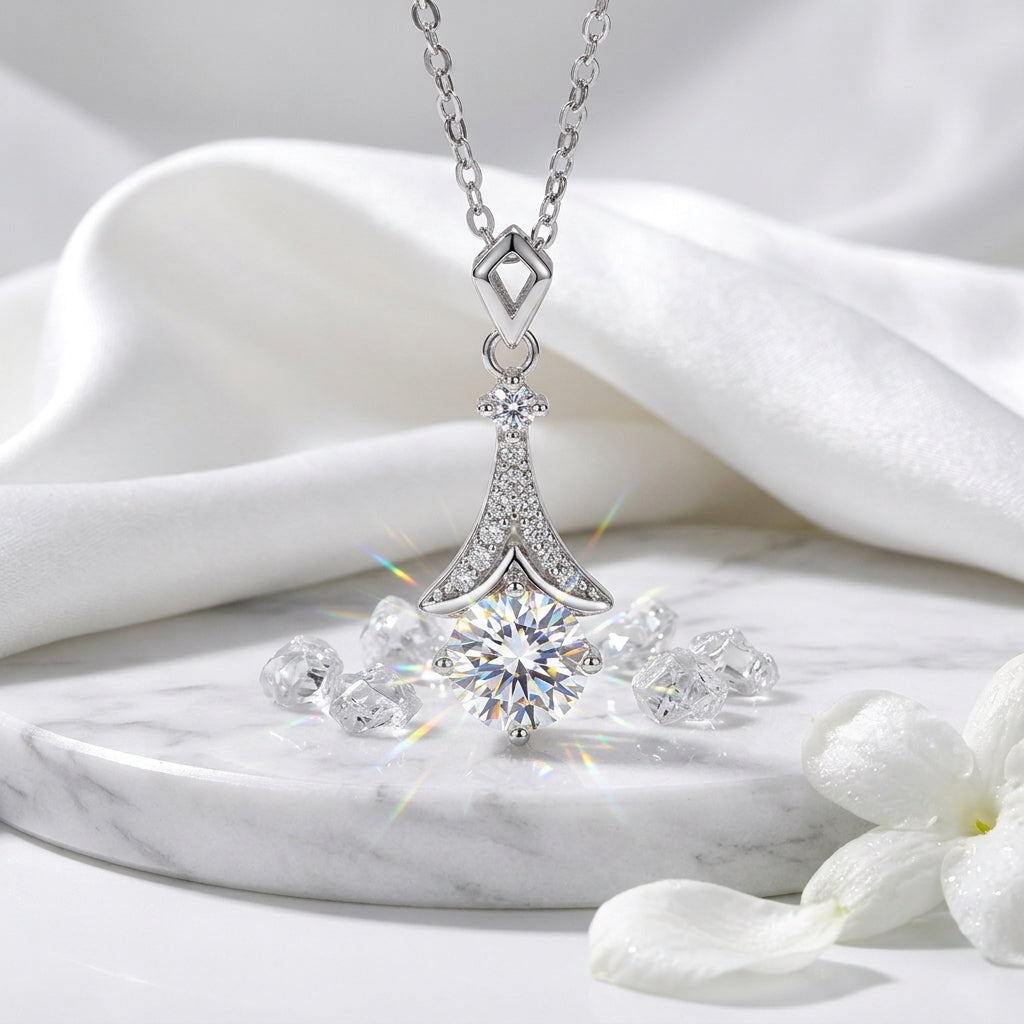 Montore Elegant 1 Carat Moissanite Spire Pendant Necklace