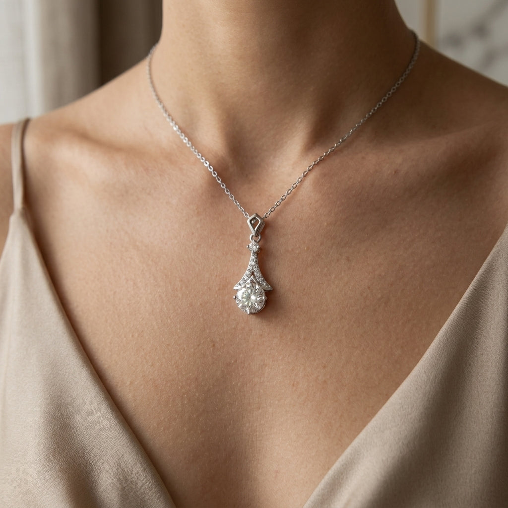 Montore Elegant 1 Carat Moissanite Spire Pendant Necklace