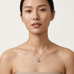 Round Cut Moissanite Pendant Necklace for Women (1/3/5ct)
