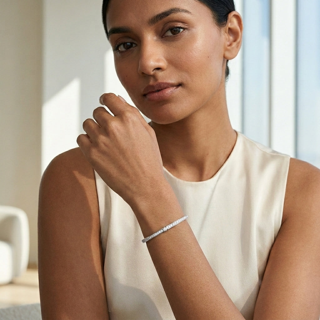 Montore 2.017 CTTW Moissanite Eternity Bangle Bracelet
