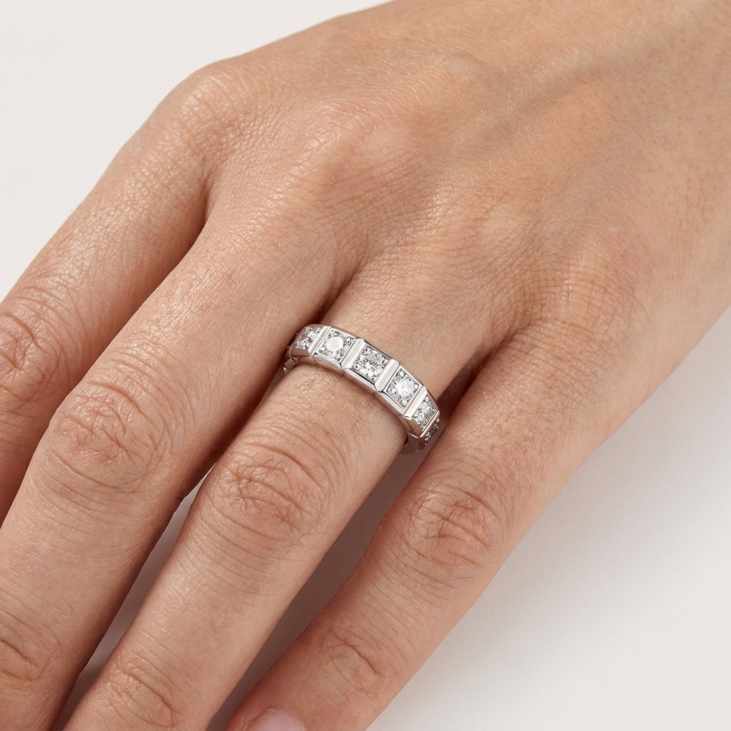 2.2 MM Princess Cut D Color Moissanite Eternity Band  925 Sterling Silver Wedding Ring model 4