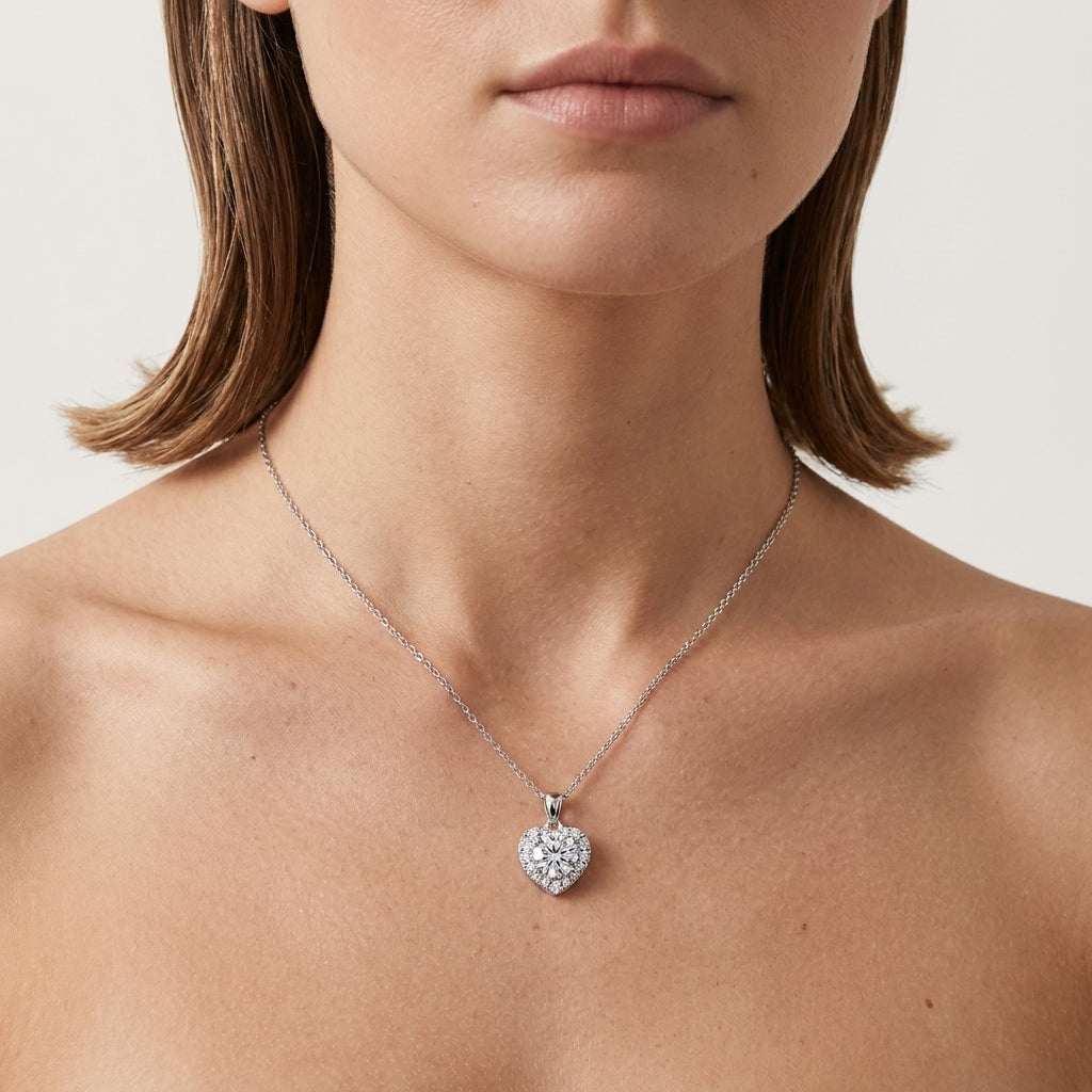 Montore 2 Carat Heart Cut Moissanite Pendant Necklace for Women – 18K Gold Plated 925 Sterling Silver