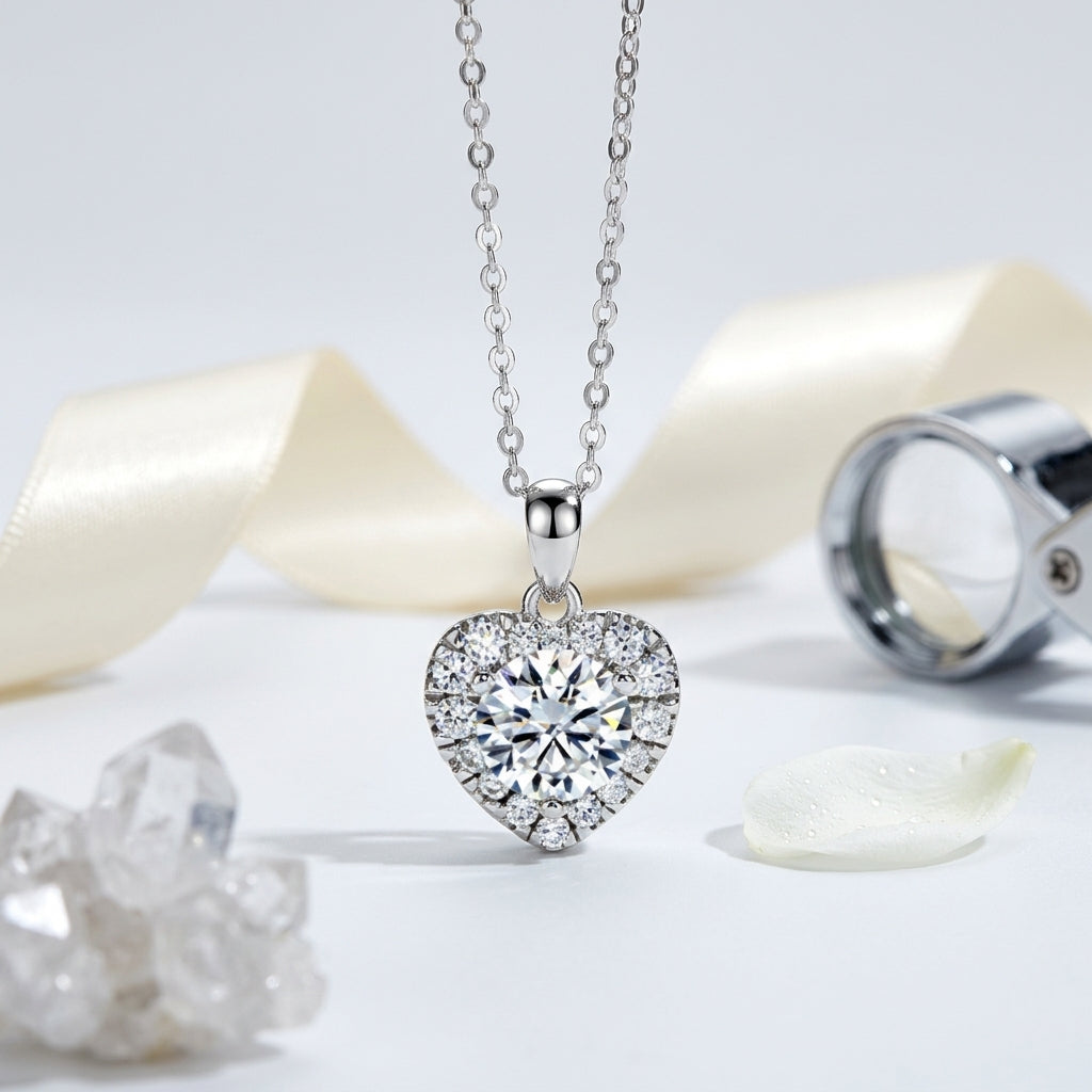 Montore 2 Carat Heart Cut Moissanite Pendant Necklace for Women – 18K Gold Plated 925 Sterling Silver