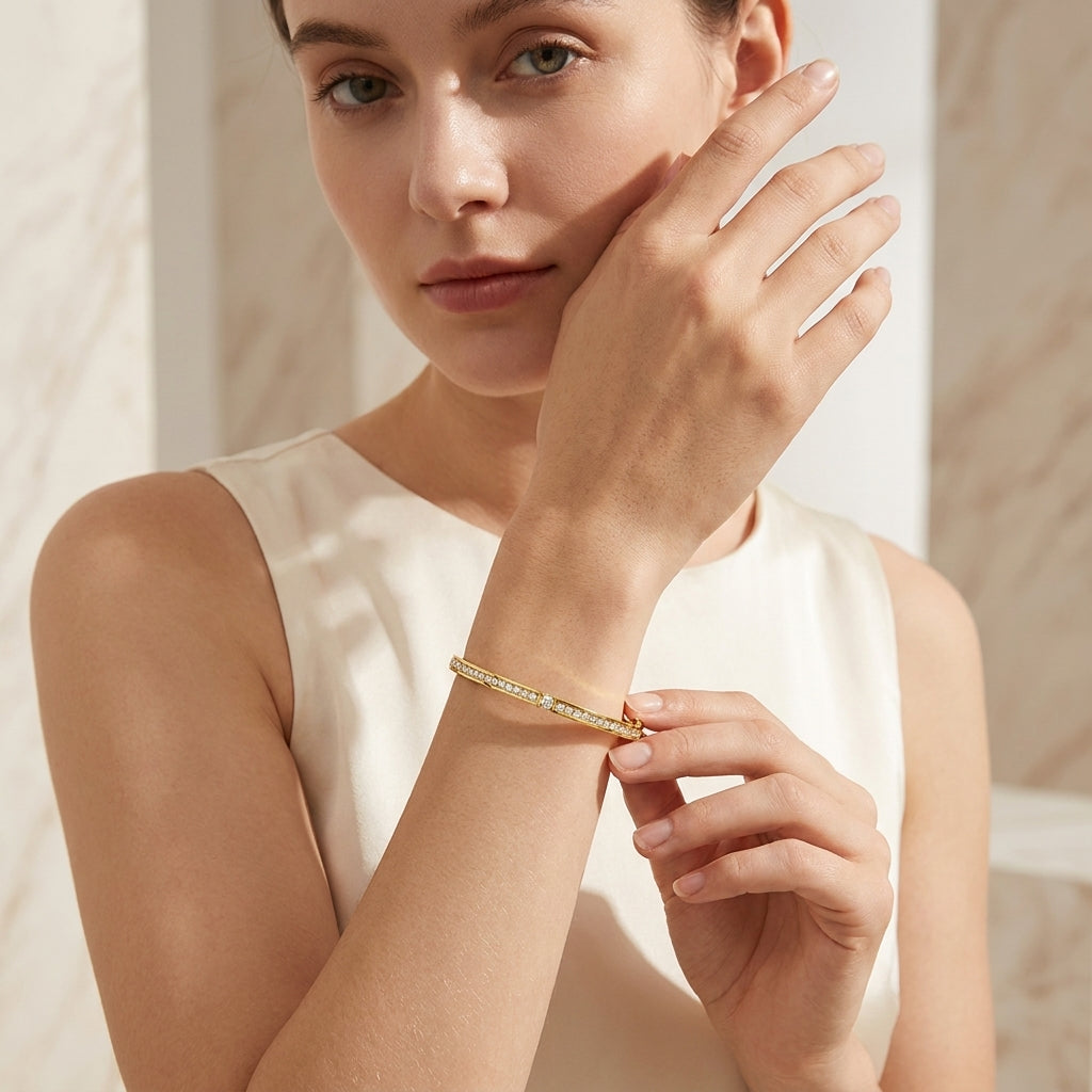 Montore 3MM Tennis Moissanite Bangle Bracelet