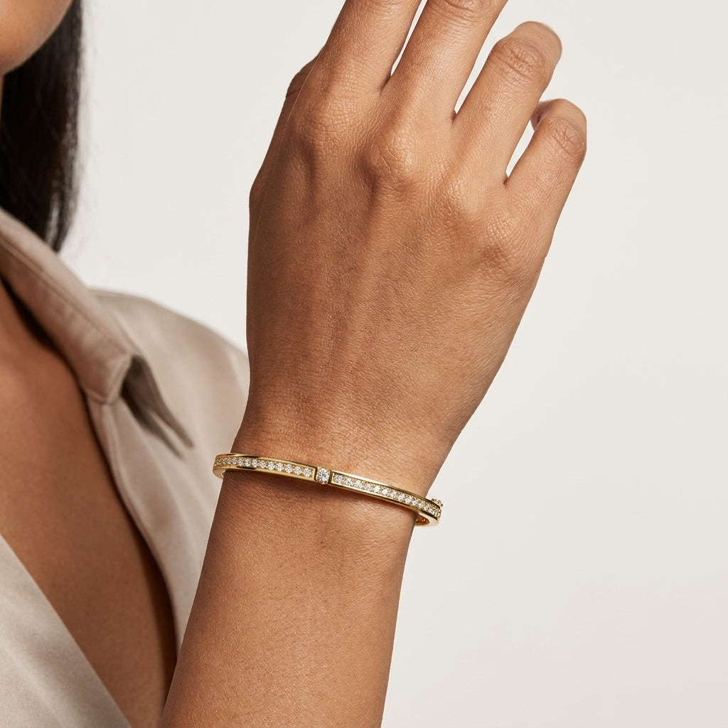 Montore 3MM Tennis Moissanite Bangle Bracelet