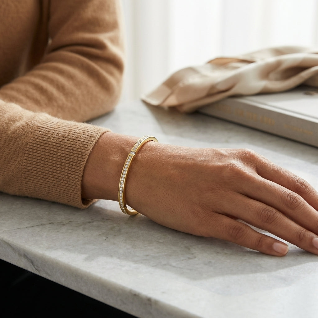 Montore 3MM Tennis Moissanite Bangle Bracelet