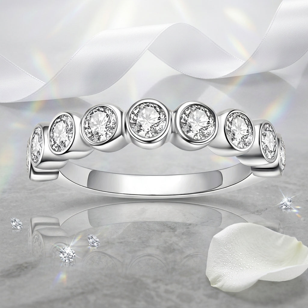 3MM Round Cut D Color Moissanite Wedding Band | 925 Sterling Silver Eternity Ring model 4