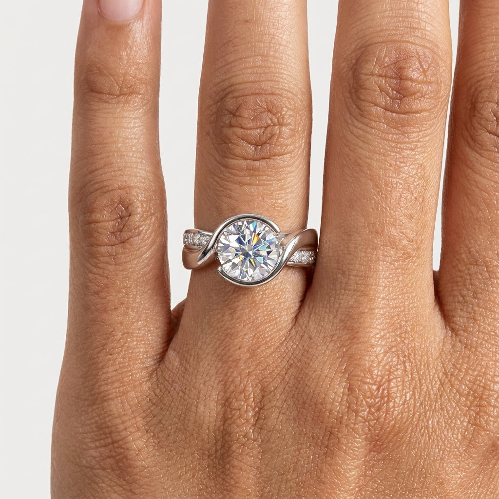 Montore 3 CT moissanite ring with 18K gold-plated sterling silver setting