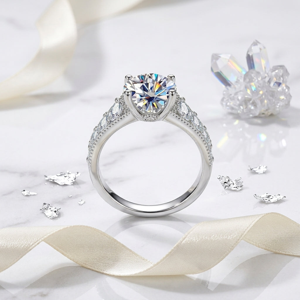 3 CT Round Cut Vintage Moissanite Engagement Ring model 1
