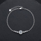 Adjustable Silver Bracelet with Round Cut Moissanite