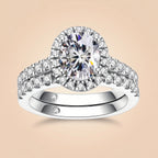 2CT Oval Cut Halo Moissanite Engagement Bridal Ring