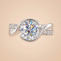 Round Cut Tension Moissanite Twisted Engagement Ring (3 ct)