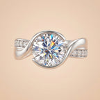 Round Cut Tension Moissanite Twisted Engagement Ring (3 ct)
