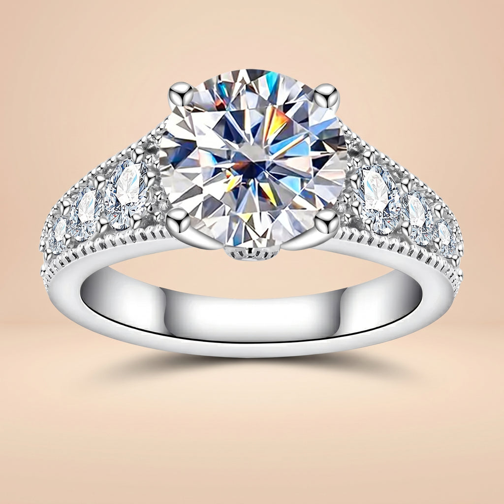 Classic Round Cut Moissanite Engagement Ring (3.85CTTW)