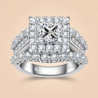 Princess Cut Halo Moissanite Ring for Women (3.88CTTW)
