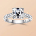 Asscher Cut Pavé Moissanite Ring 3.3CTTW Silver