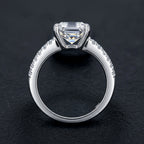 Asscher Cut Pavé Moissanite Ring 3.3CTTW Silver