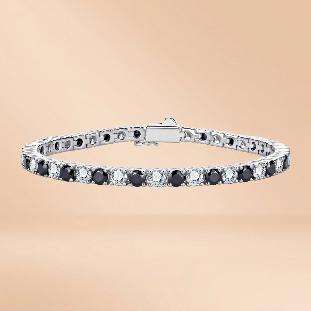 Black & White Round Cut Moissanite Tennis Bracelet (13.2cttw)