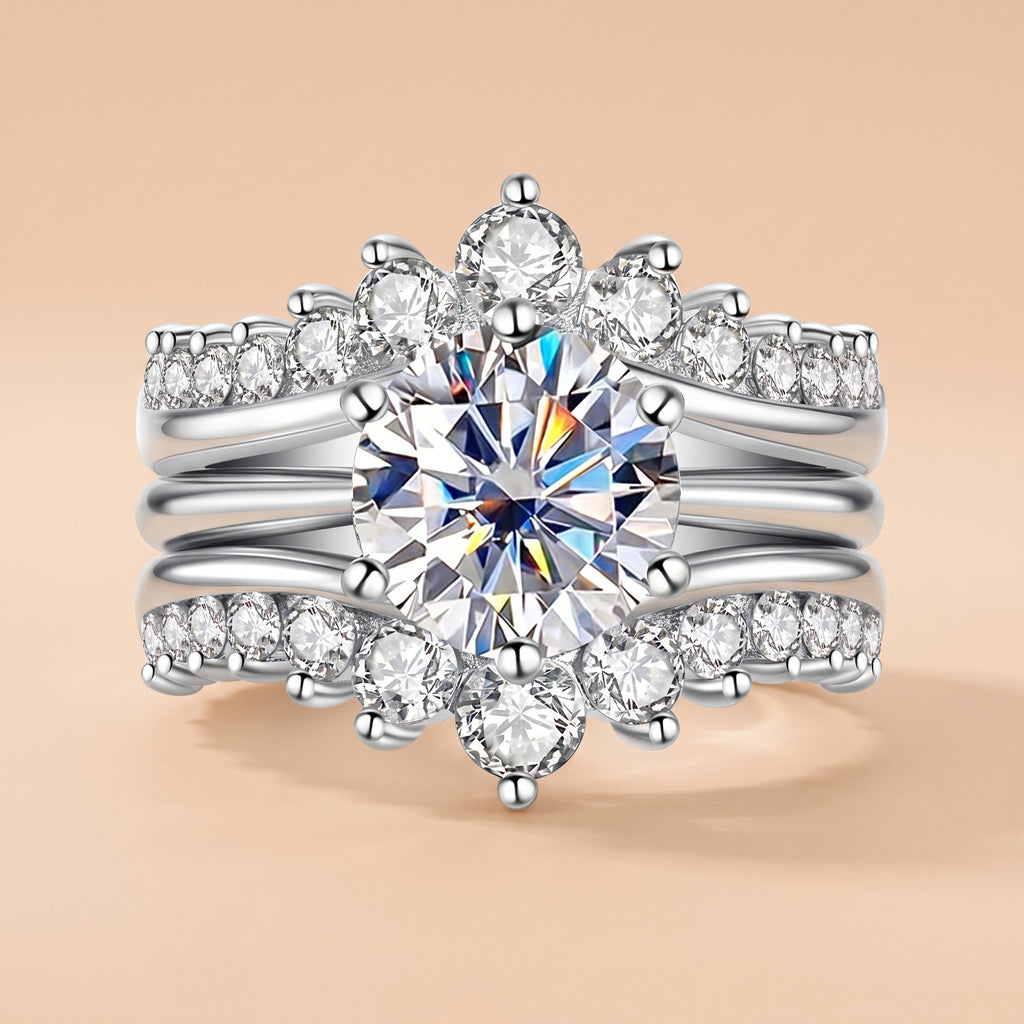 Round Cut Moissanite Wedding Bridal Ring Set (4.52CTTW)