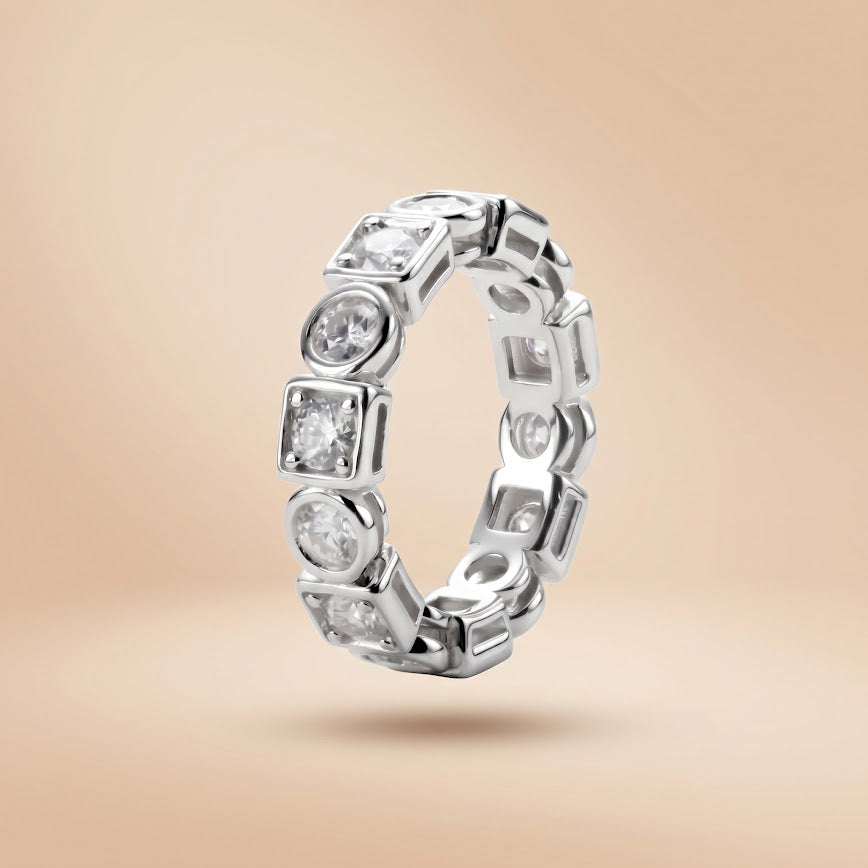 Round Cut Moissanite Wedding Band 2.8 cttw 925 Sterling Silver