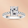 Radiant Cut Moissanite Engagement Ring Pavé Band (3CT)