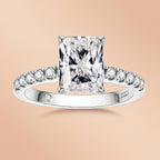 Radiant Cut Moissanite Engagement Ring Pavé Band (3CT)