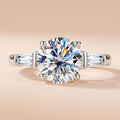 Luxury Round Cut 3 Stone Moissanite Engagement Ring (3.6CTTW)