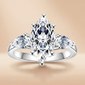 Marquise Cut 3 Stone Moissanite Engagement Ring (4CTTW) Silver