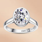 Oval Cut Bezel Moissanite Engagement Ring (3CT) Silver