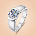 Minimal Round Cut Tension Moissanite Ring Silver (2–3CT)