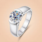 Minimal Round Cut Tension Moissanite Ring Silver (2–3CT)