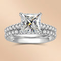 Princess Cut Moissanite Engagement Ring Bridal Set (4 cttw)