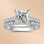 Princess Cut Moissanite Engagement Ring Bridal Set (4 cttw)