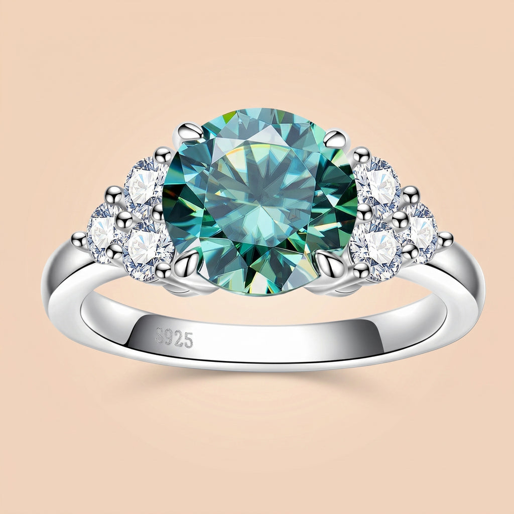Round Cut Light Blue Moissanite Ring for Women (3.6CTTW)