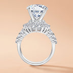 Round Halo Moissanite Ring for Women 4.75CTTW
