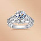 Round Cut Channel Moissanite Engagement Ring 3CT