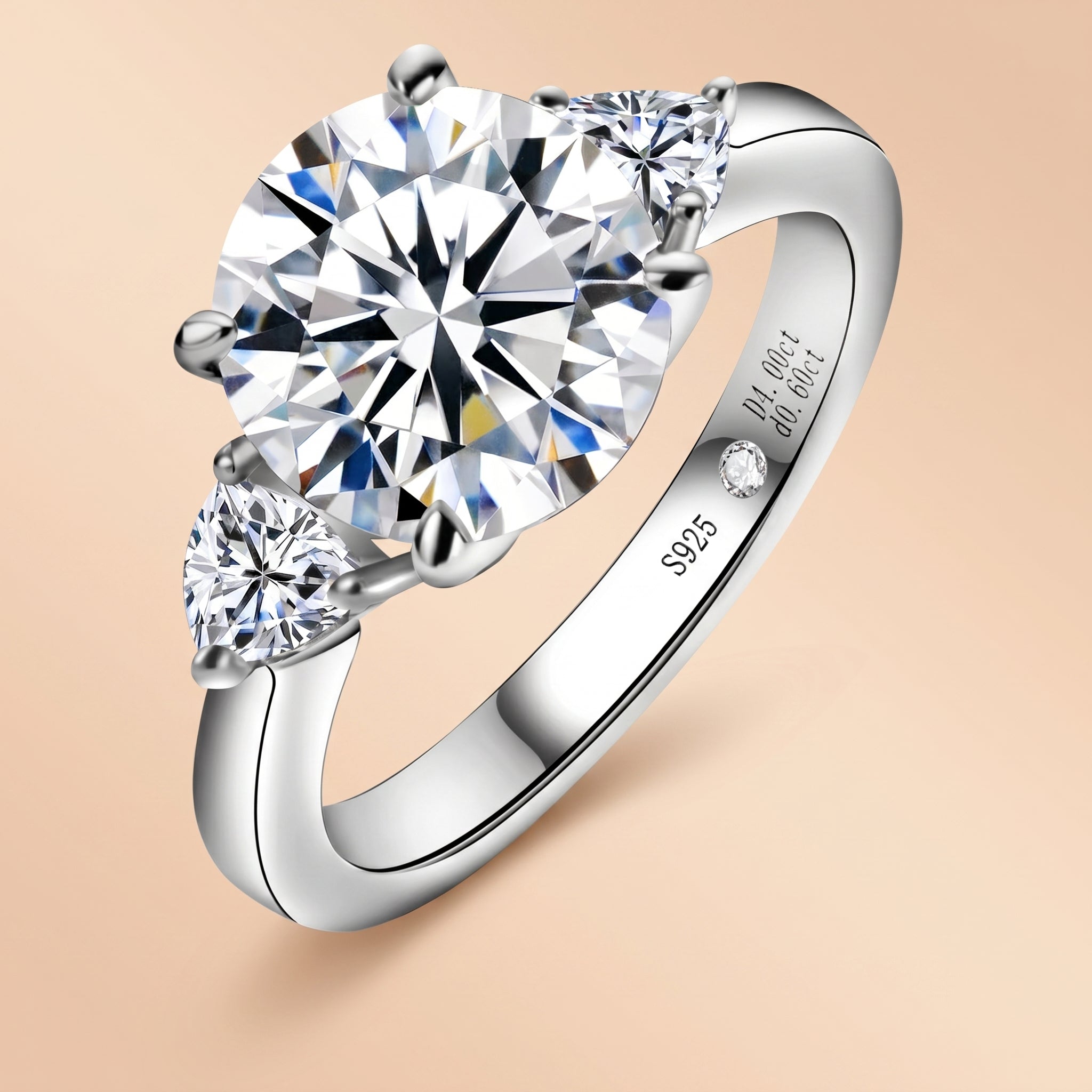Luxury 3 Stone Moissanite Engagement Ring (4.6CTTW)