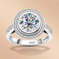 Round Cut Halo Moissanite Engagement Ring (3 ct)for Women