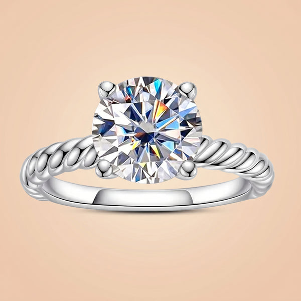 Round Cut Moissanite Twisted Engagement Ring (2 ct)for Women