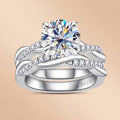 Round Cut Moissanite Engagement Ring Bridal Set (3.38 cttw) for Women