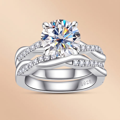 3 CT round-cut moissanite engagement ring in 925 sterling silver