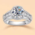 Cushion Cut Bezel Moissanite Engagement Ring 3CT