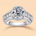 Cushion Cut Bezel Moissanite Engagement Ring 3CT
