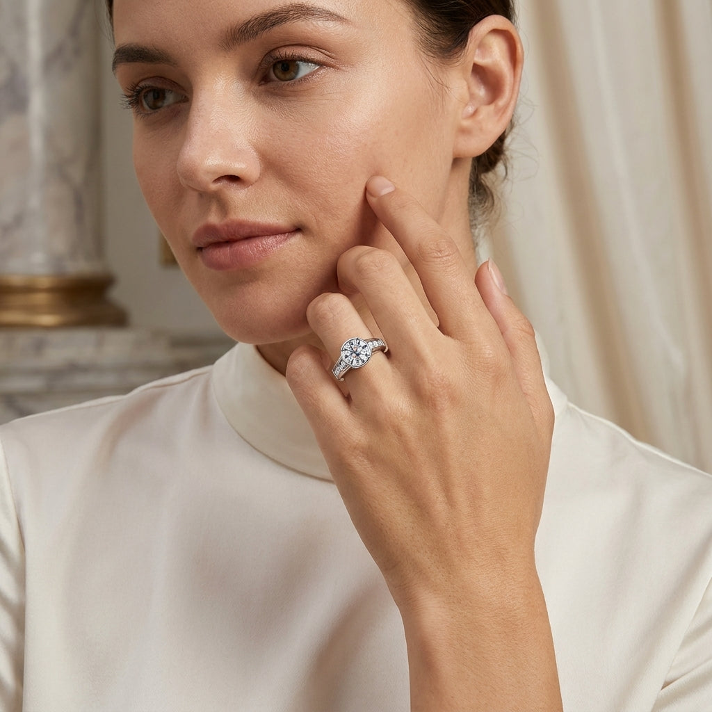 Cushion Cut Bezel Moissanite Engagement Ring 3CT